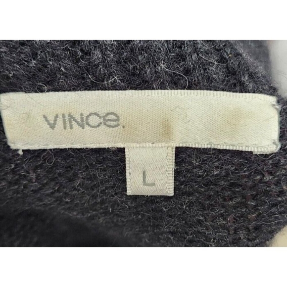 VINCE Alpaca Women Wool Cashmere Blend Cowl Neck Short Sleeve Sweater Gray L - Picture 10 of 15